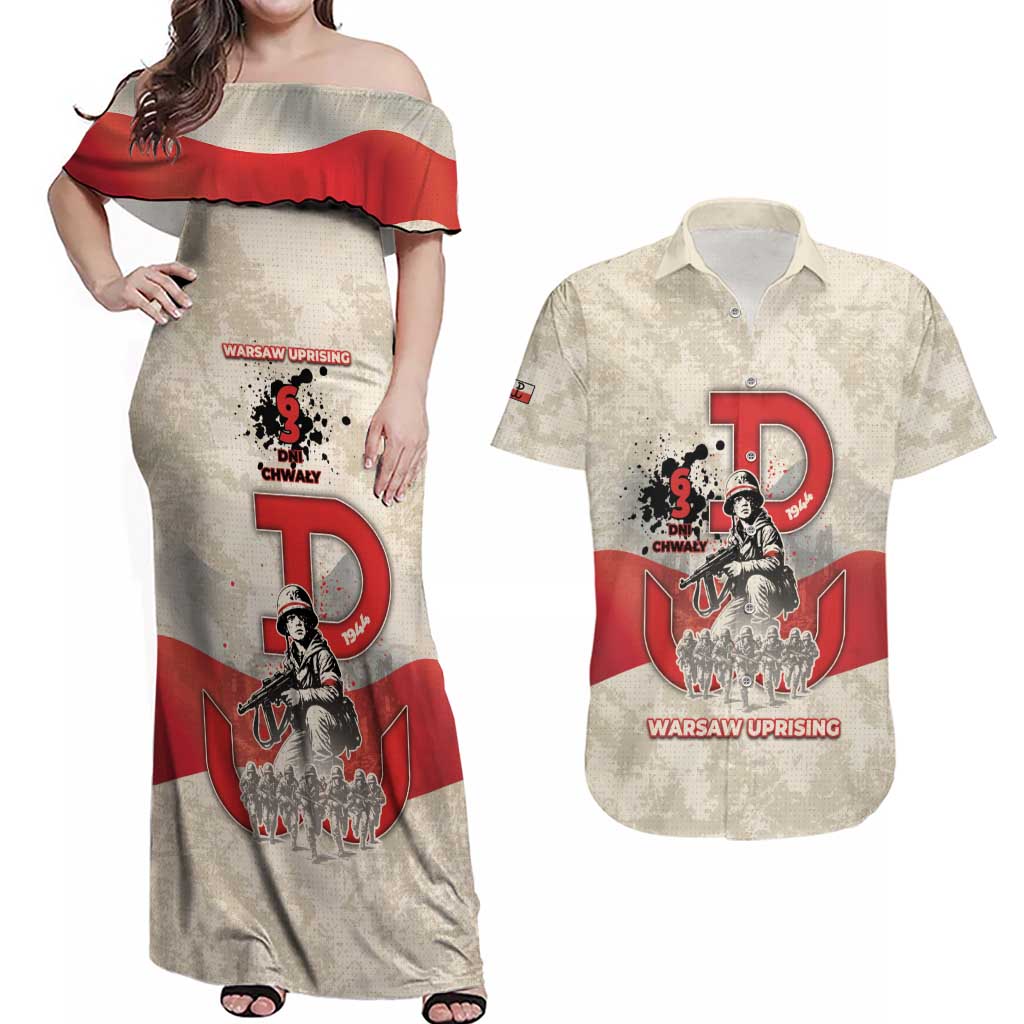 Polish Warsaw Uprising Couples Matching Off Shoulder Maxi Dress and Hawaiian Shirt 63 Days Of Glory