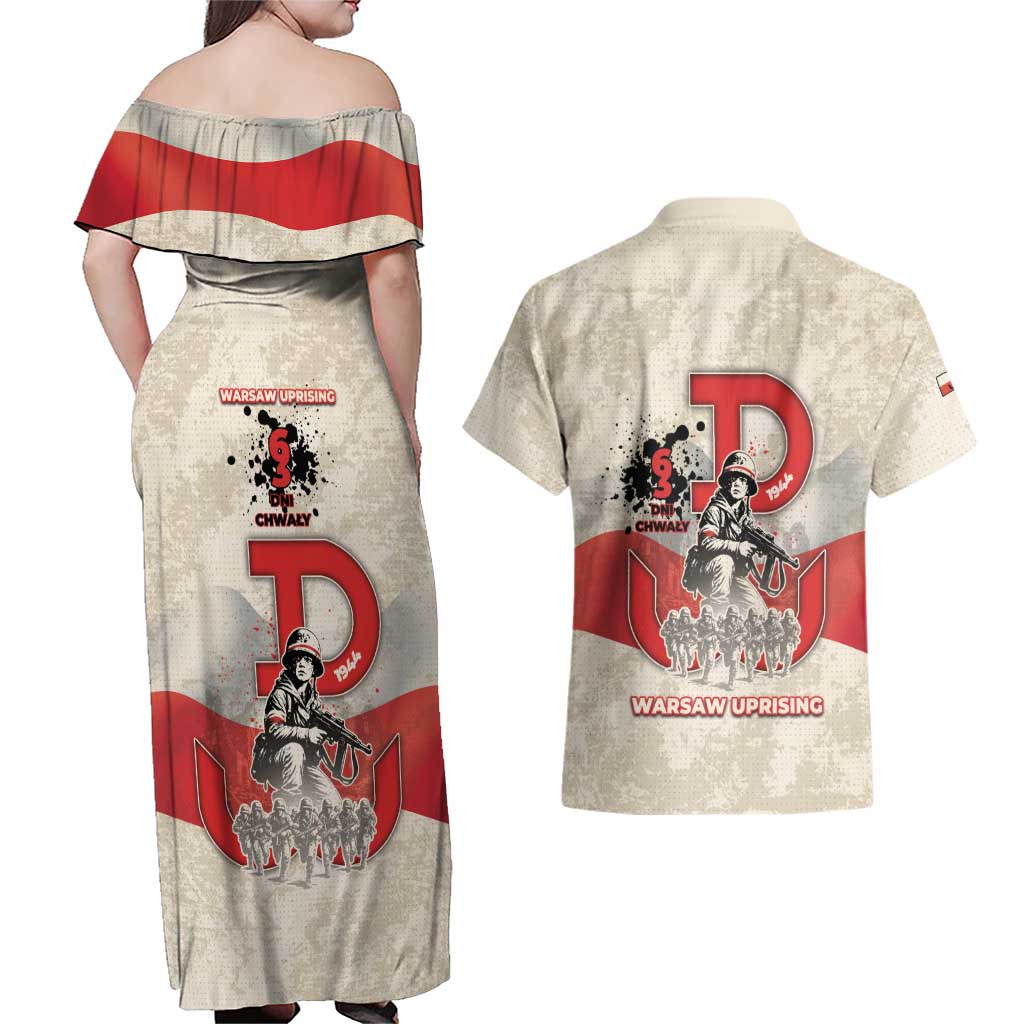 Polish Warsaw Uprising Couples Matching Off Shoulder Maxi Dress and Hawaiian Shirt 63 Days Of Glory