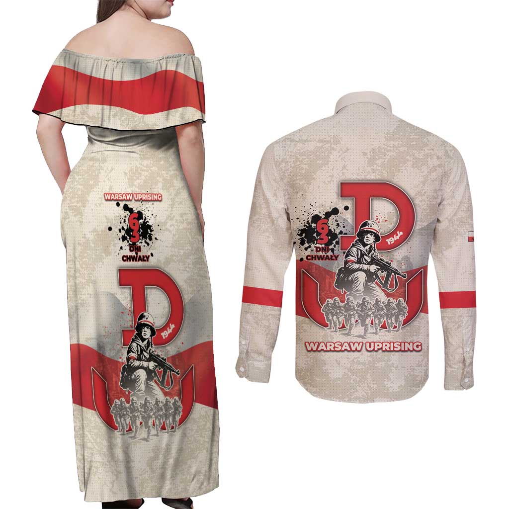 Polish Warsaw Uprising Couples Matching Off Shoulder Maxi Dress and Long Sleeve Button Shirt 63 Days Of Glory
