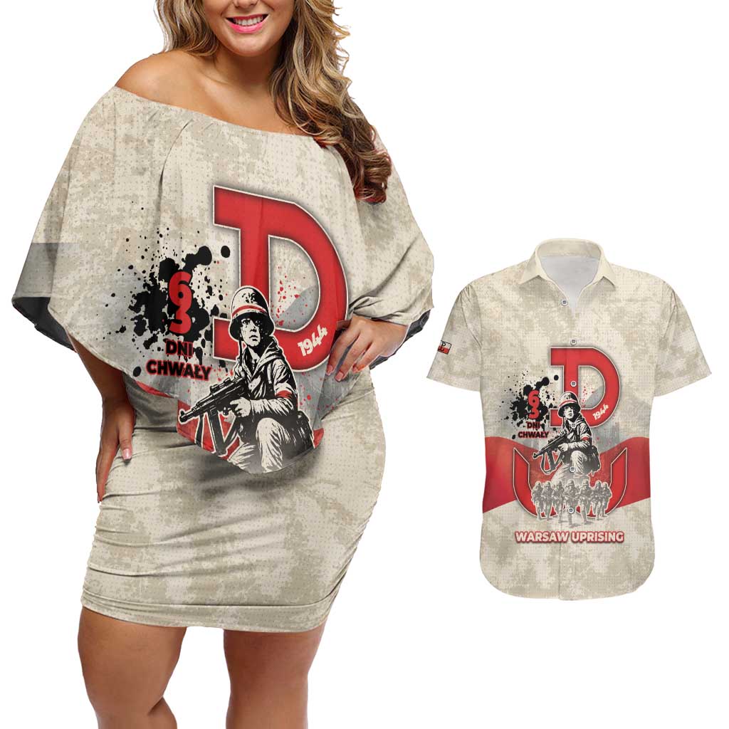 Polish Warsaw Uprising Couples Matching Off Shoulder Short Dress and Hawaiian Shirt 63 Days Of Glory