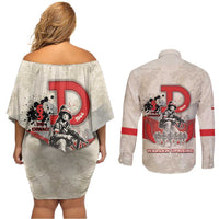 Polish Warsaw Uprising Couples Matching Off Shoulder Short Dress and Long Sleeve Button Shirt 63 Days Of Glory