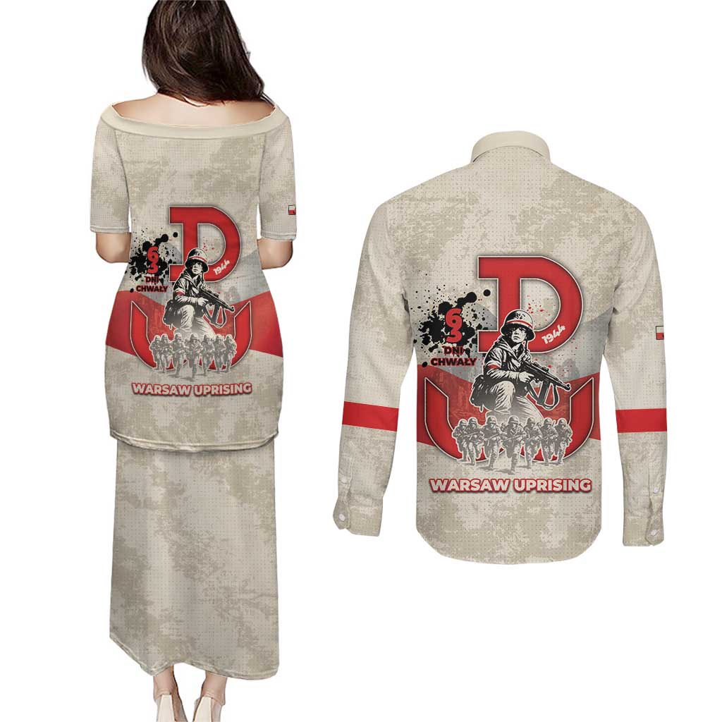 Polish Warsaw Uprising Couples Matching Puletasi and Long Sleeve Button Shirt 63 Days Of Glory