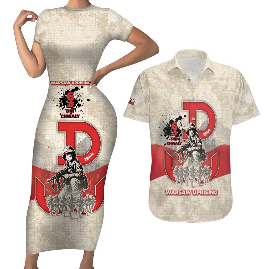 Polish Warsaw Uprising Couples Matching Short Sleeve Bodycon Dress and Hawaiian Shirt 63 Days Of Glory