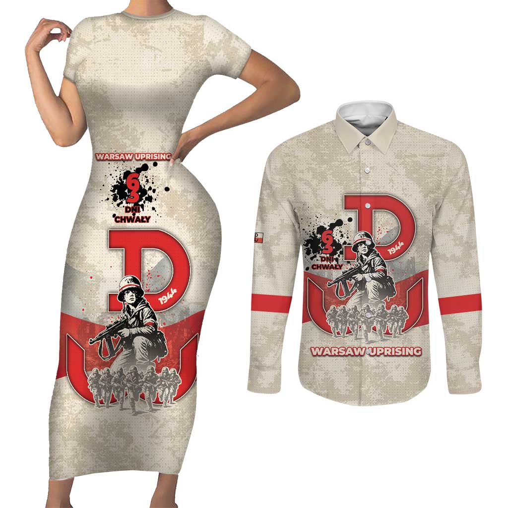 Polish Warsaw Uprising Couples Matching Short Sleeve Bodycon Dress and Long Sleeve Button Shirt 63 Days Of Glory