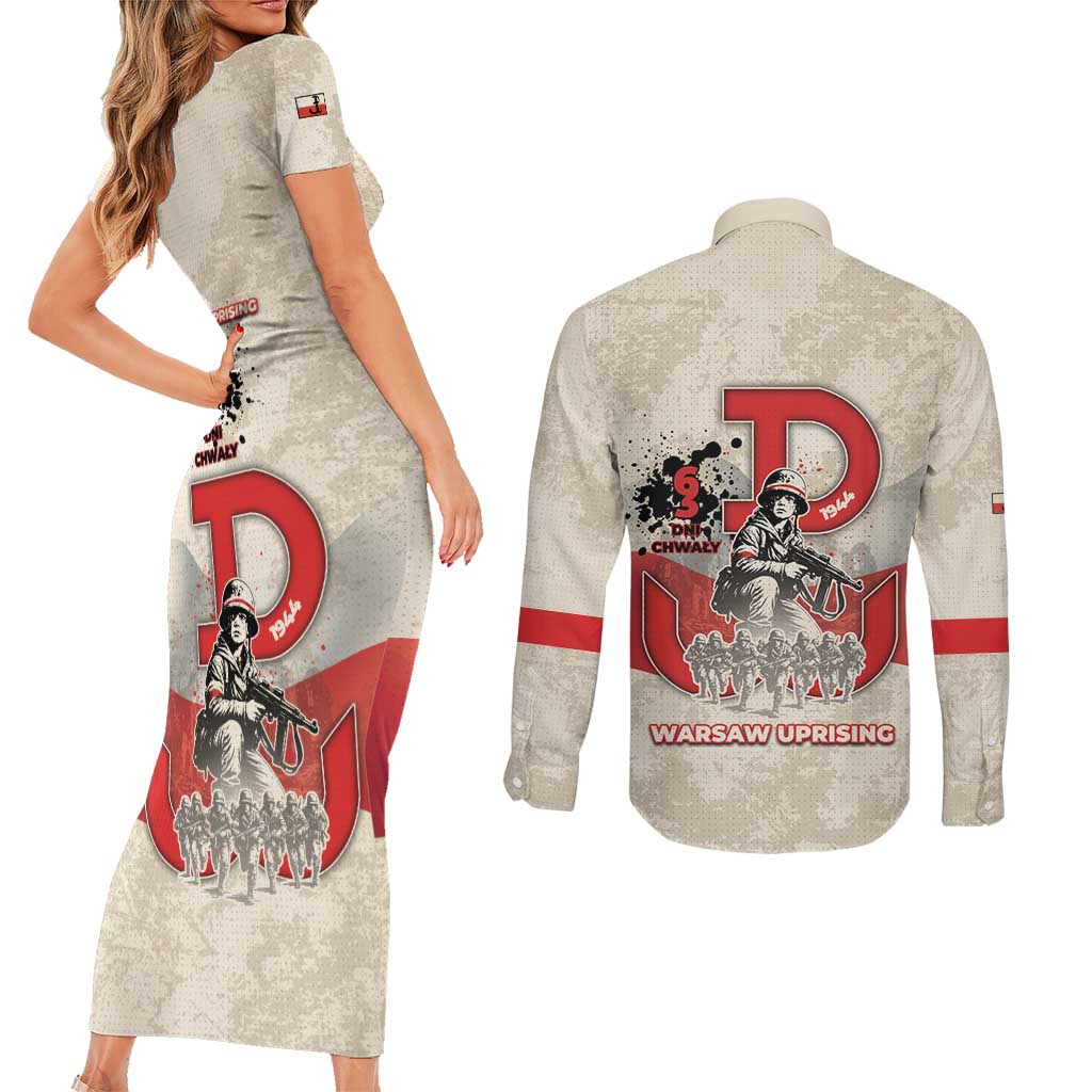 Polish Warsaw Uprising Couples Matching Short Sleeve Bodycon Dress and Long Sleeve Button Shirt 63 Days Of Glory