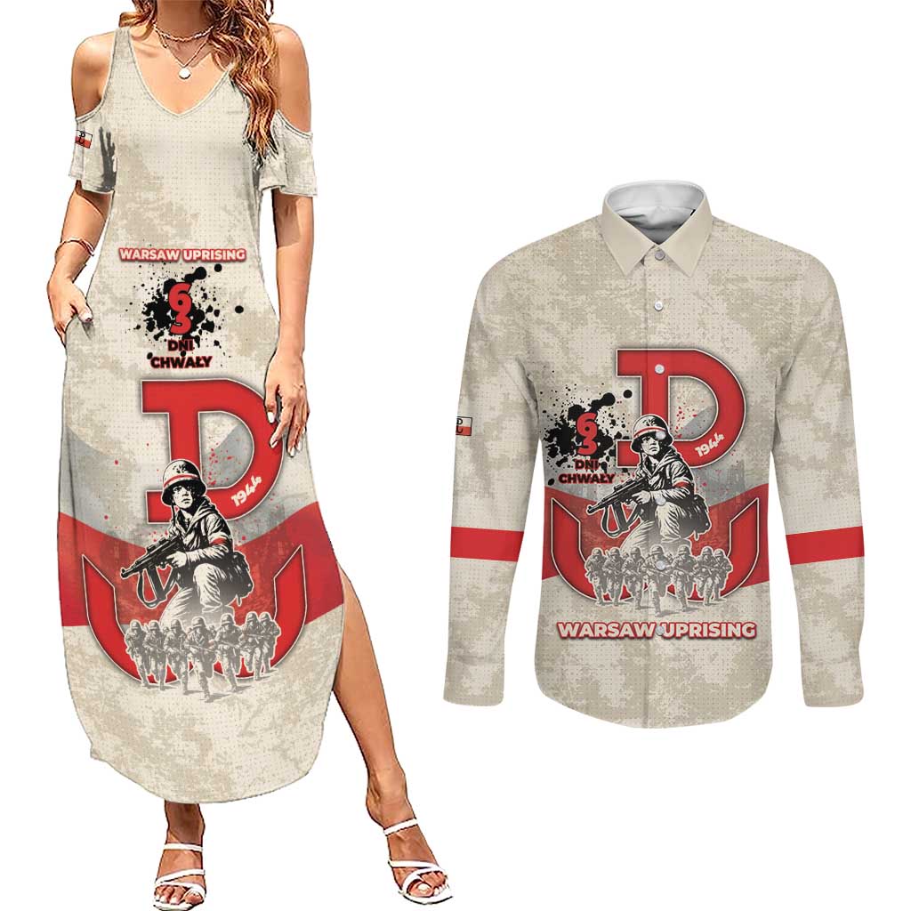 Polish Warsaw Uprising Couples Matching Summer Maxi Dress and Long Sleeve Button Shirt 63 Days Of Glory