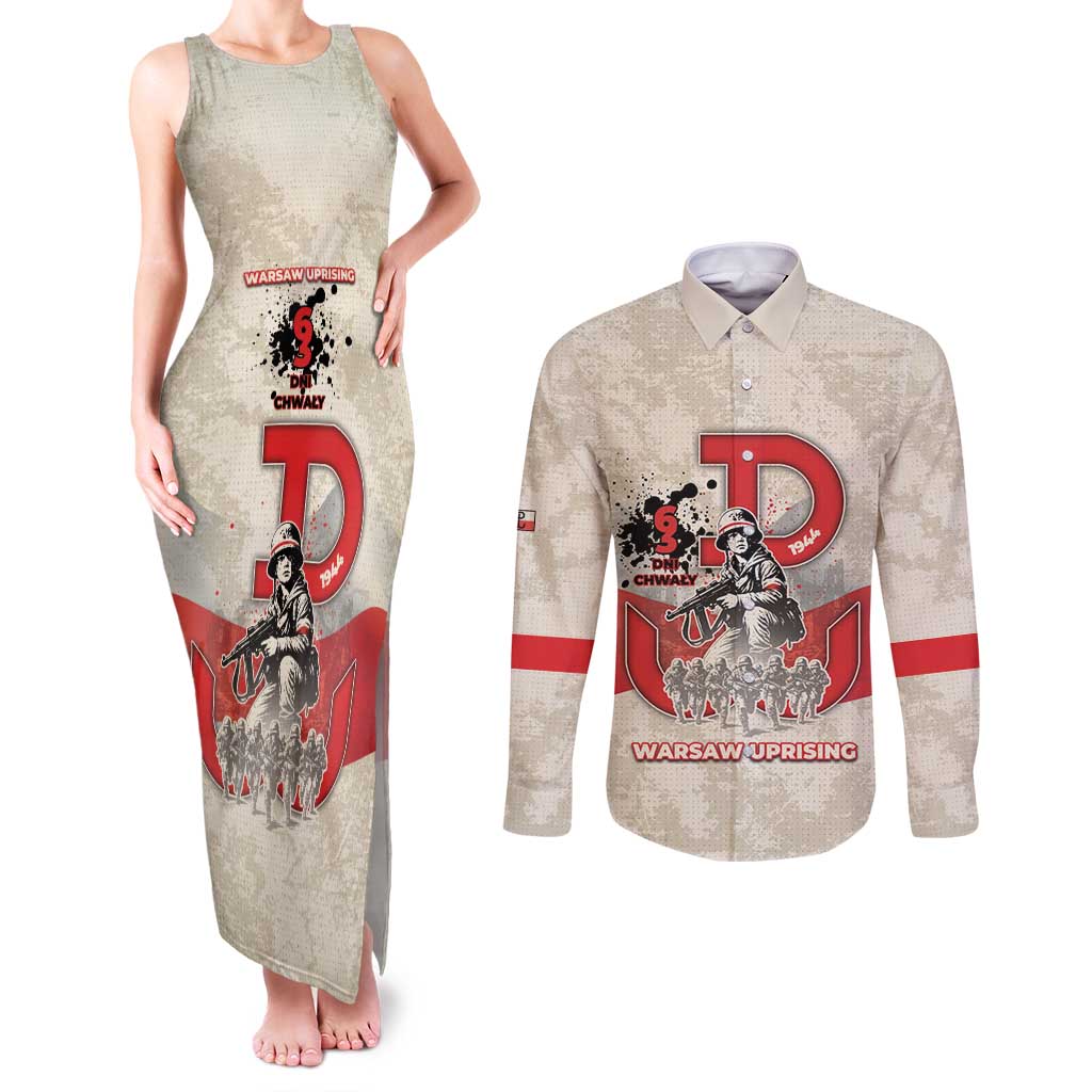 Polish Warsaw Uprising Couples Matching Tank Maxi Dress and Long Sleeve Button Shirt 63 Days Of Glory
