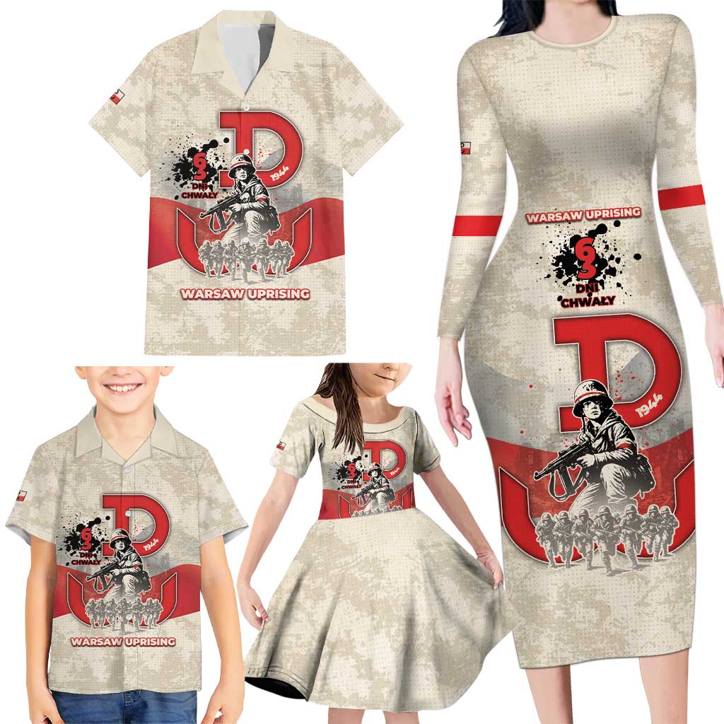 Polish Warsaw Uprising Family Matching Long Sleeve Bodycon Dress and Hawaiian Shirt 63 Days Of Glory