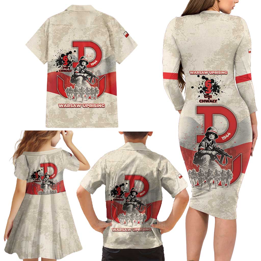 Polish Warsaw Uprising Family Matching Long Sleeve Bodycon Dress and Hawaiian Shirt 63 Days Of Glory