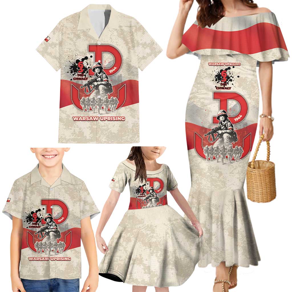 Polish Warsaw Uprising Family Matching Mermaid Dress and Hawaiian Shirt 63 Days Of Glory