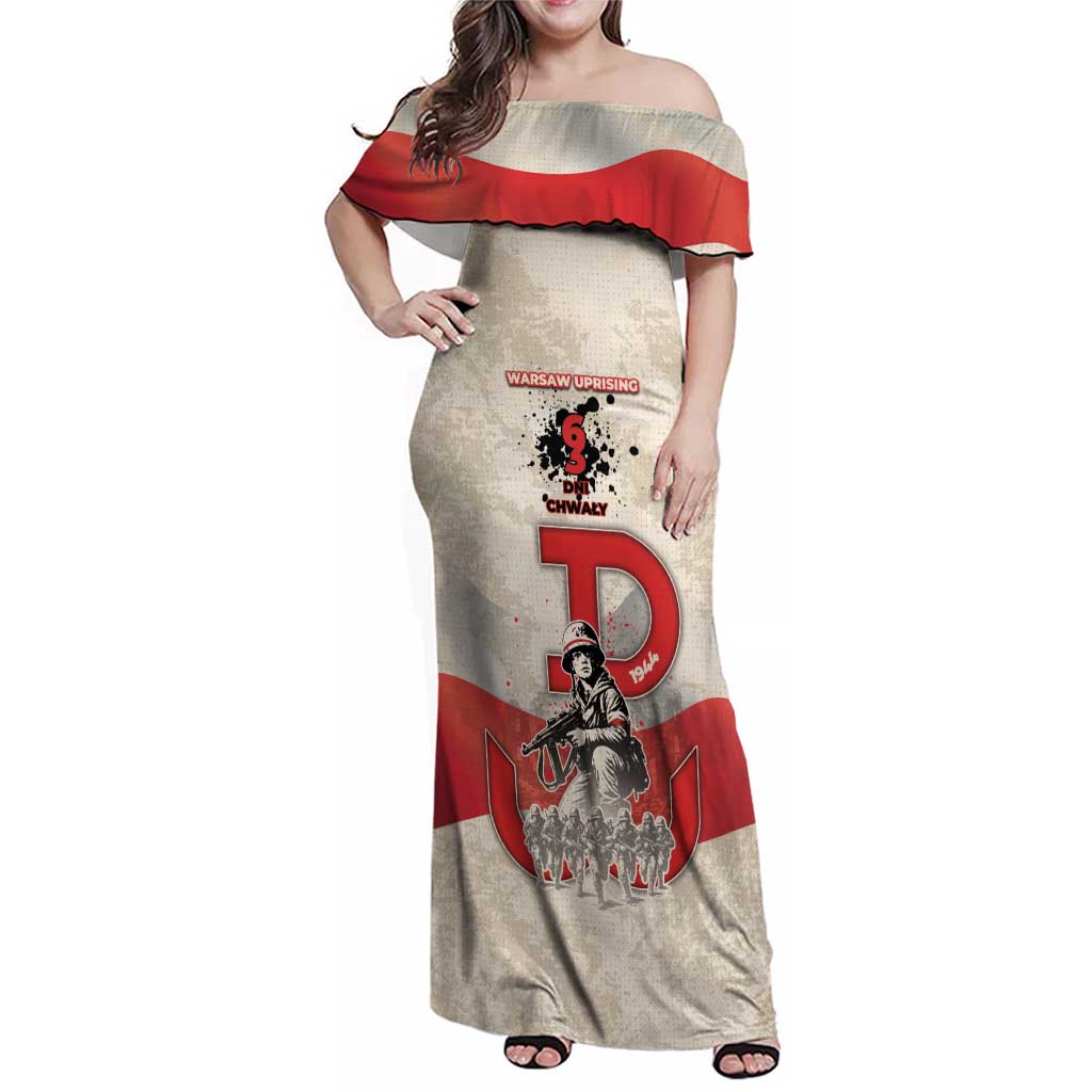 Polish Warsaw Uprising Family Matching Off Shoulder Maxi Dress and Hawaiian Shirt 63 Days Of Glory
