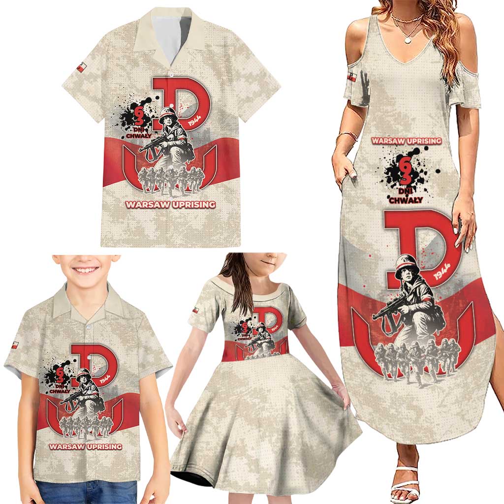 Polish Warsaw Uprising Family Matching Summer Maxi Dress and Hawaiian Shirt 63 Days Of Glory