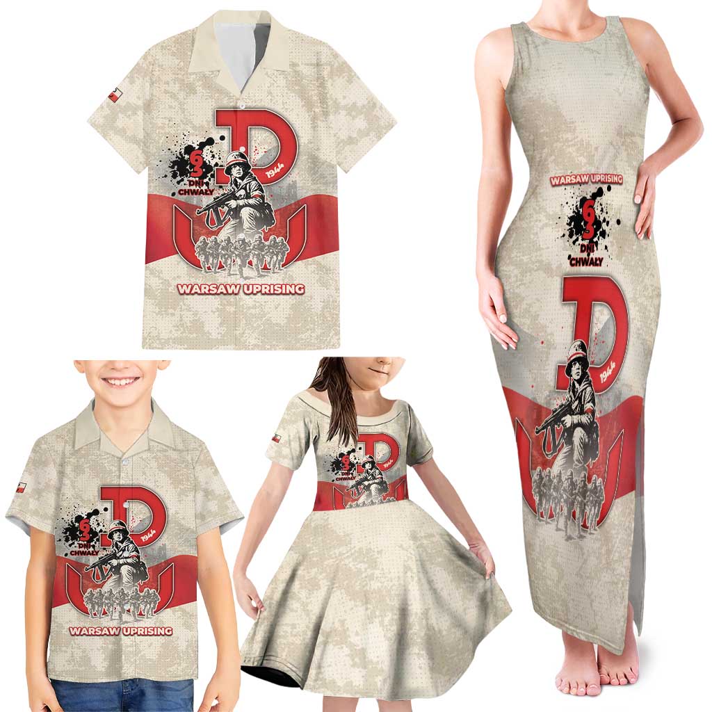 Polish Warsaw Uprising Family Matching Tank Maxi Dress and Hawaiian Shirt 63 Days Of Glory