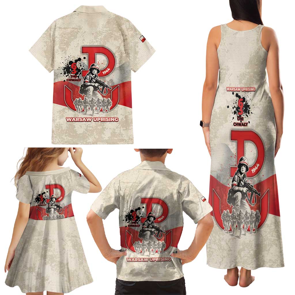 Polish Warsaw Uprising Family Matching Tank Maxi Dress and Hawaiian Shirt 63 Days Of Glory