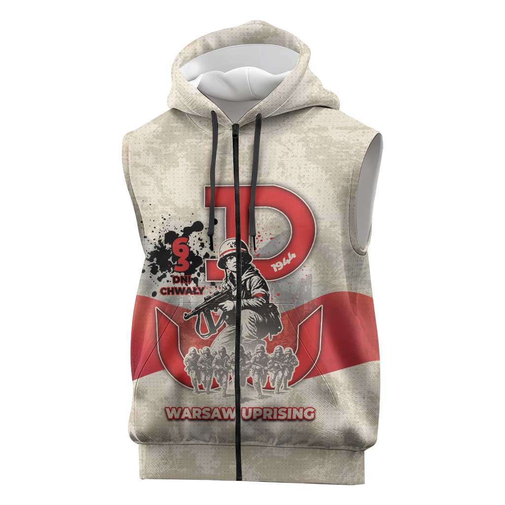 Polish Warsaw Uprising Sleeveless Zip Hoodie 63 Days Of Glory