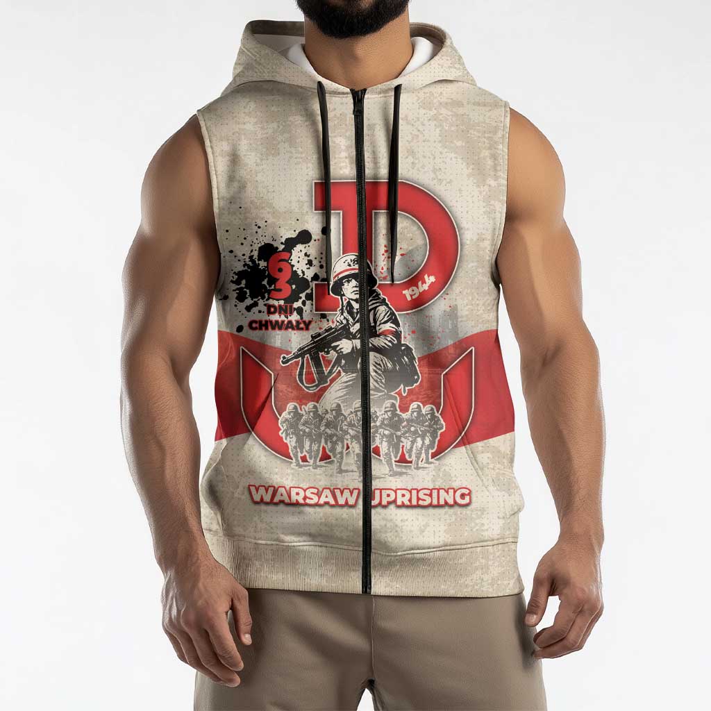 Polish Warsaw Uprising Sleeveless Zip Hoodie 63 Days Of Glory