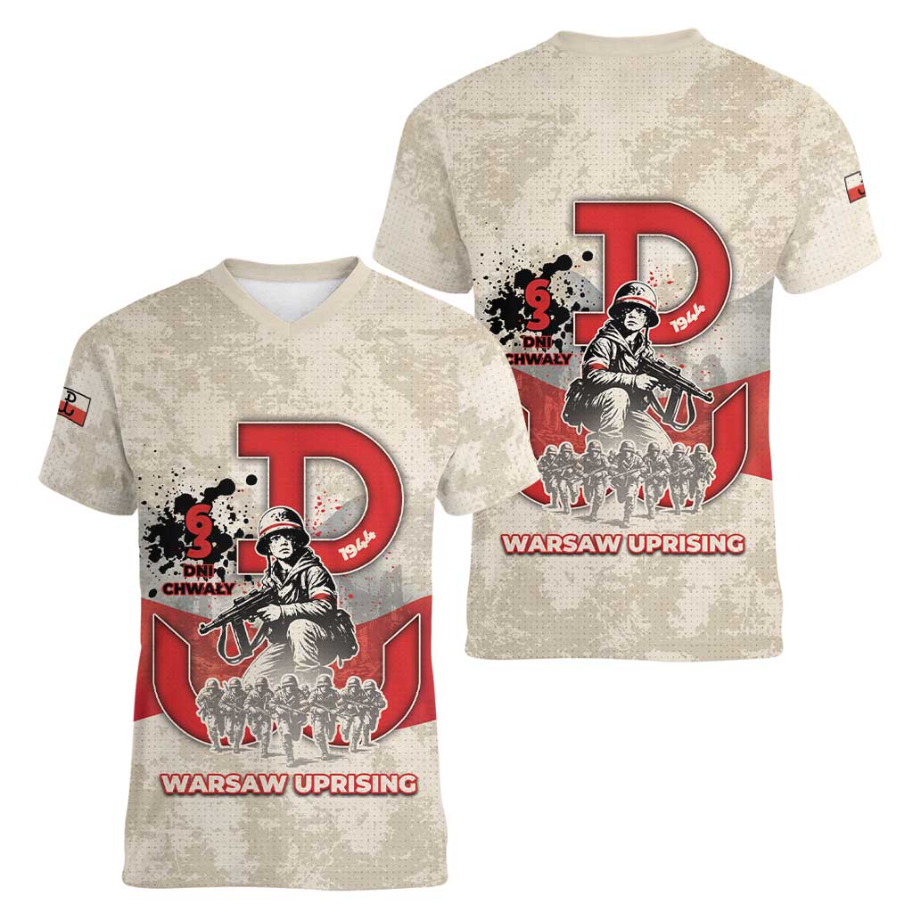 Polish Warsaw Uprising Women V-Neck T-Shirt 63 Days Of Glory