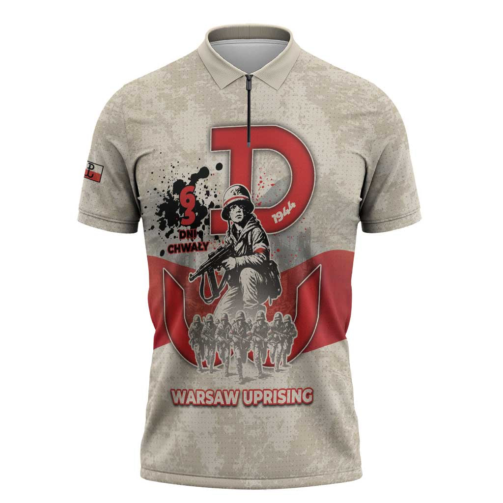 Polish Warsaw Uprising Zipper Polo Shirt 63 Days Of Glory