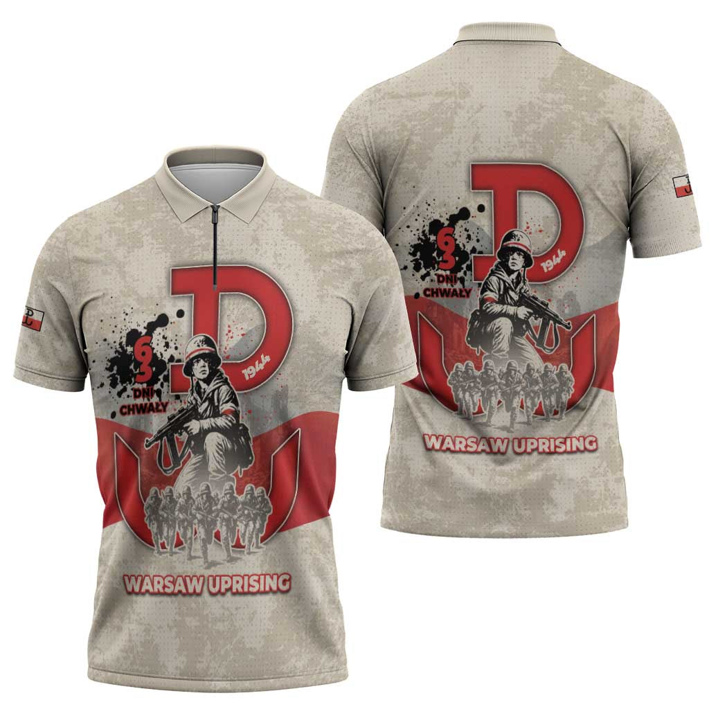 Polish Warsaw Uprising Zipper Polo Shirt 63 Days Of Glory