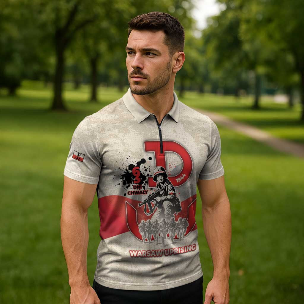 Polish Warsaw Uprising Zipper Polo Shirt 63 Days Of Glory