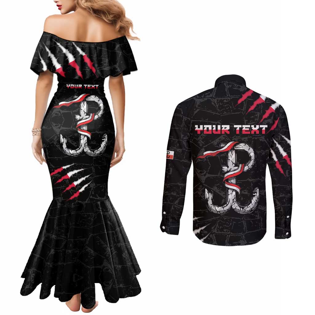 Personalized Poland Home Army Couples Matching Mermaid Dress and Long Sleeve Button Shirt Armia Krajowa 1942 To 1945