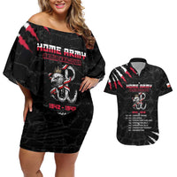 Personalized Poland Home Army Couples Matching Off Shoulder Short Dress and Hawaiian Shirt Armia Krajowa 1942 To 1945