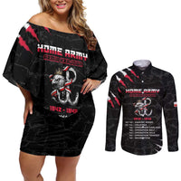 Personalized Poland Home Army Couples Matching Off Shoulder Short Dress and Long Sleeve Button Shirt Armia Krajowa 1942 To 1945