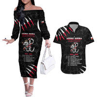 Personalized Poland Home Army Couples Matching Off The Shoulder Long Sleeve Dress and Hawaiian Shirt Armia Krajowa 1942 To 1945