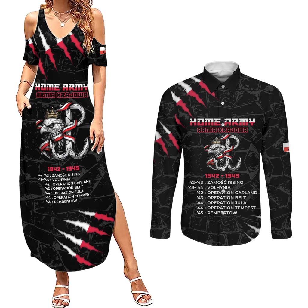 Personalized Poland Home Army Couples Matching Summer Maxi Dress and Long Sleeve Button Shirt Armia Krajowa 1942 To 1945