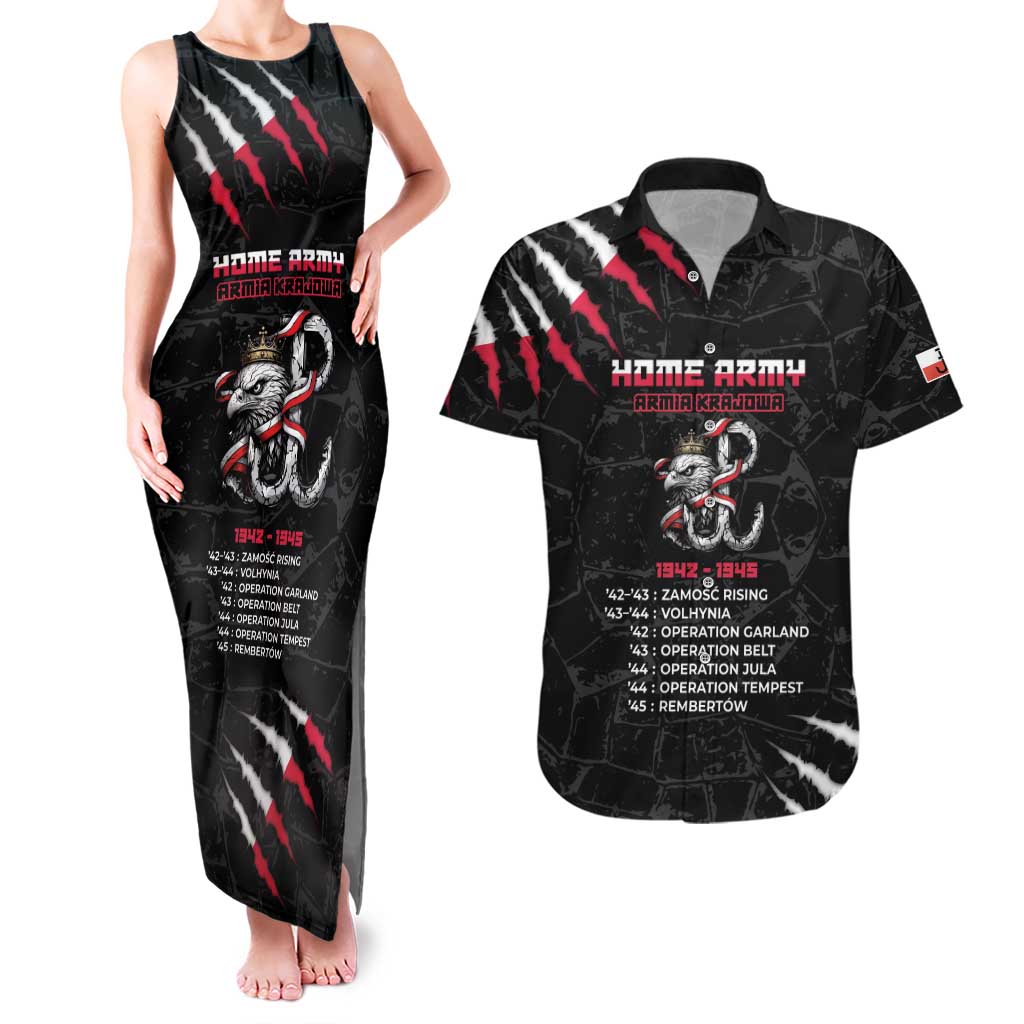 Personalized Poland Home Army Couples Matching Tank Maxi Dress and Hawaiian Shirt Armia Krajowa 1942 To 1945