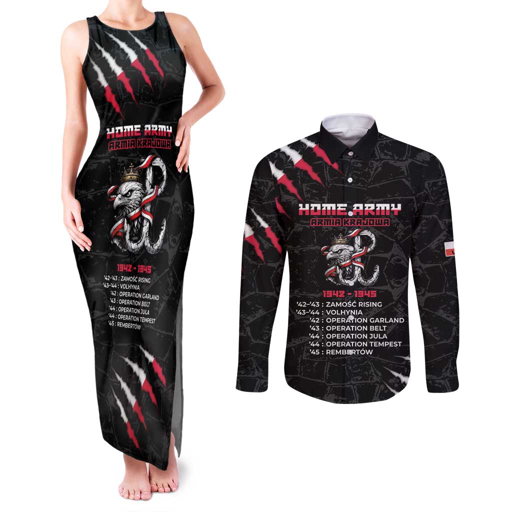 Personalized Poland Home Army Couples Matching Tank Maxi Dress and Long Sleeve Button Shirt Armia Krajowa 1942 To 1945