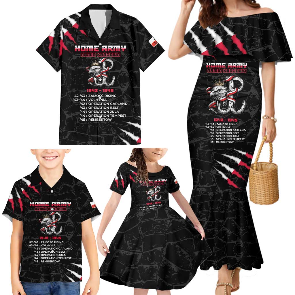Personalized Poland Home Army Family Matching Mermaid Dress and Hawaiian Shirt Armia Krajowa 1942 To 1945