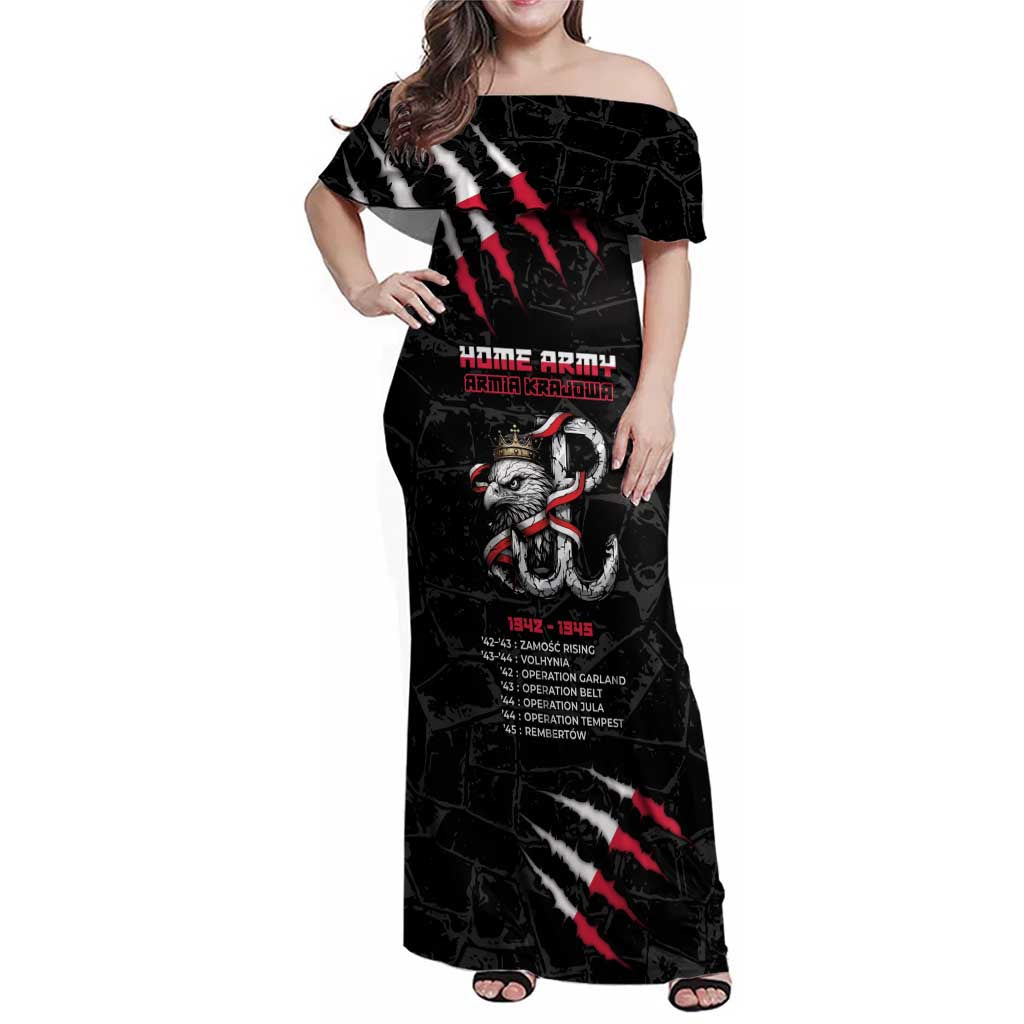 Personalized Poland Home Army Family Matching Off Shoulder Maxi Dress and Hawaiian Shirt Armia Krajowa 1942 To 1945