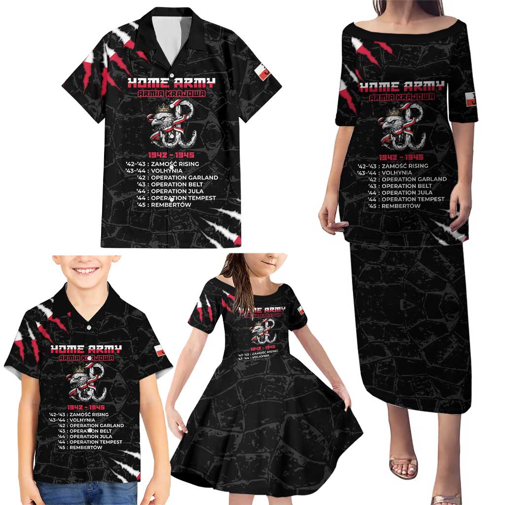 Personalized Poland Home Army Family Matching Puletasi and Hawaiian Shirt Armia Krajowa 1942 To 1945