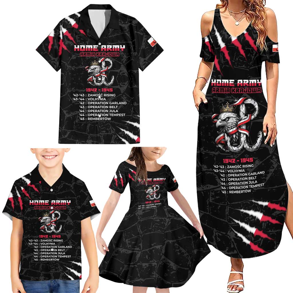 Personalized Poland Home Army Family Matching Summer Maxi Dress and Hawaiian Shirt Armia Krajowa 1942 To 1945