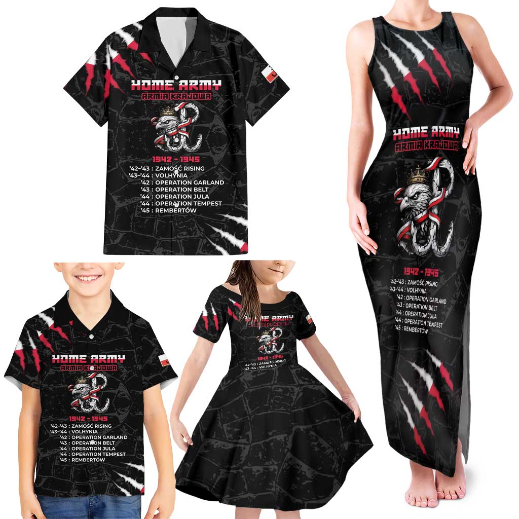 Personalized Poland Home Army Family Matching Tank Maxi Dress and Hawaiian Shirt Armia Krajowa 1942 To 1945