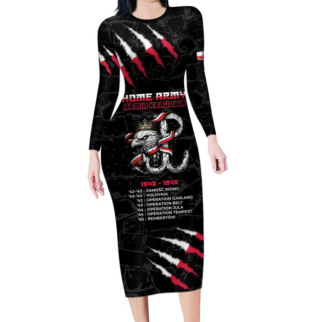 Personalized Poland Home Army Long Sleeve Bodycon Dress Armia Krajowa 1942 To 1945