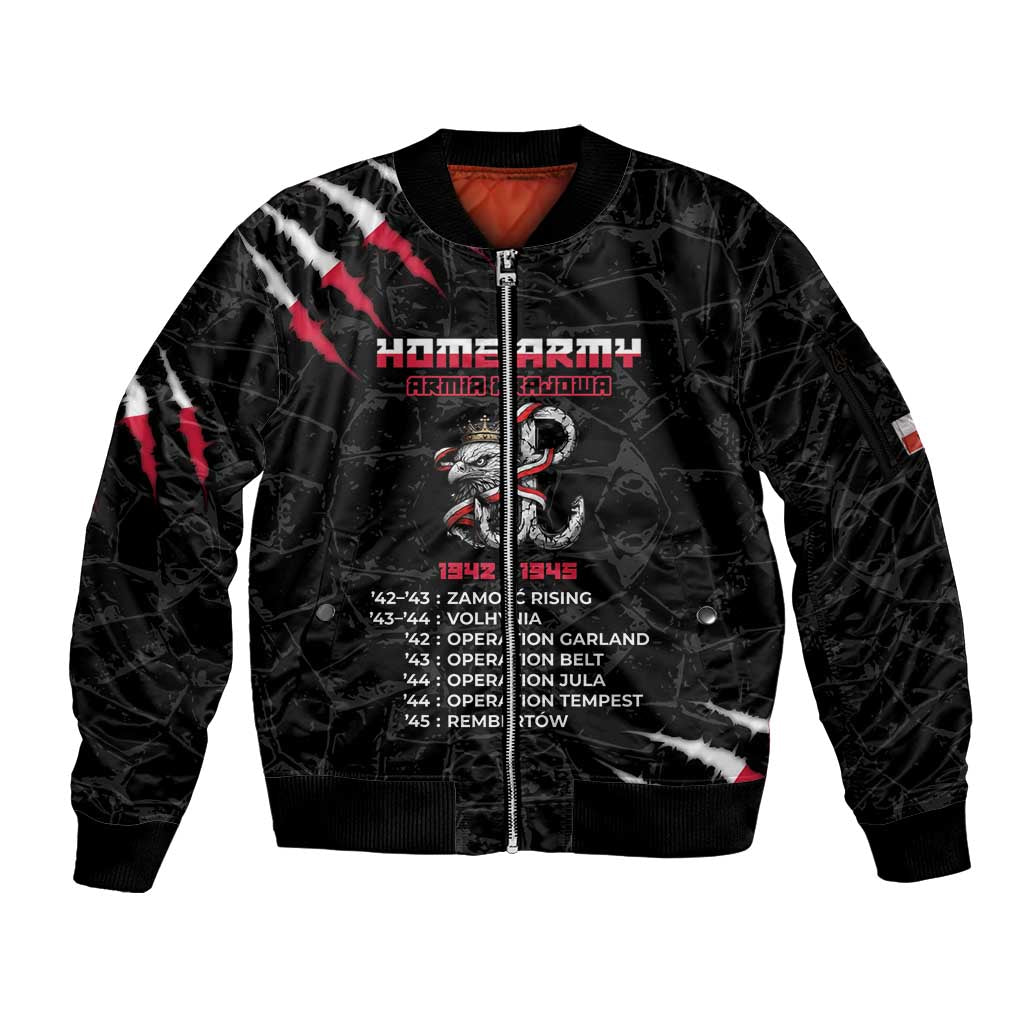 Personalized Poland Home Army Sleeve Zip Bomber Jacket Armia Krajowa 1942 To 1945