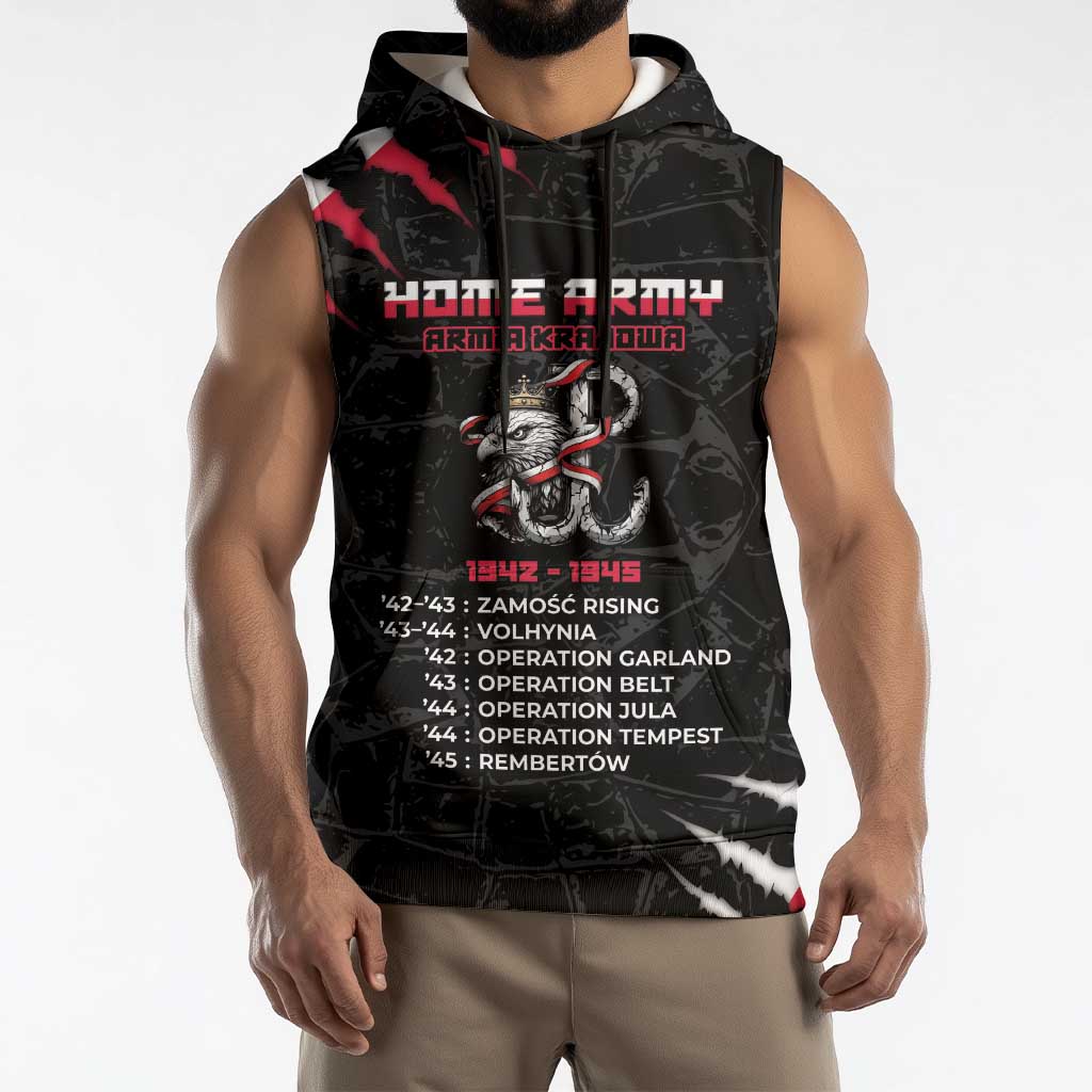 Personalized Poland Home Army Sleeveless Hoodie Armia Krajowa 1942 To 1945