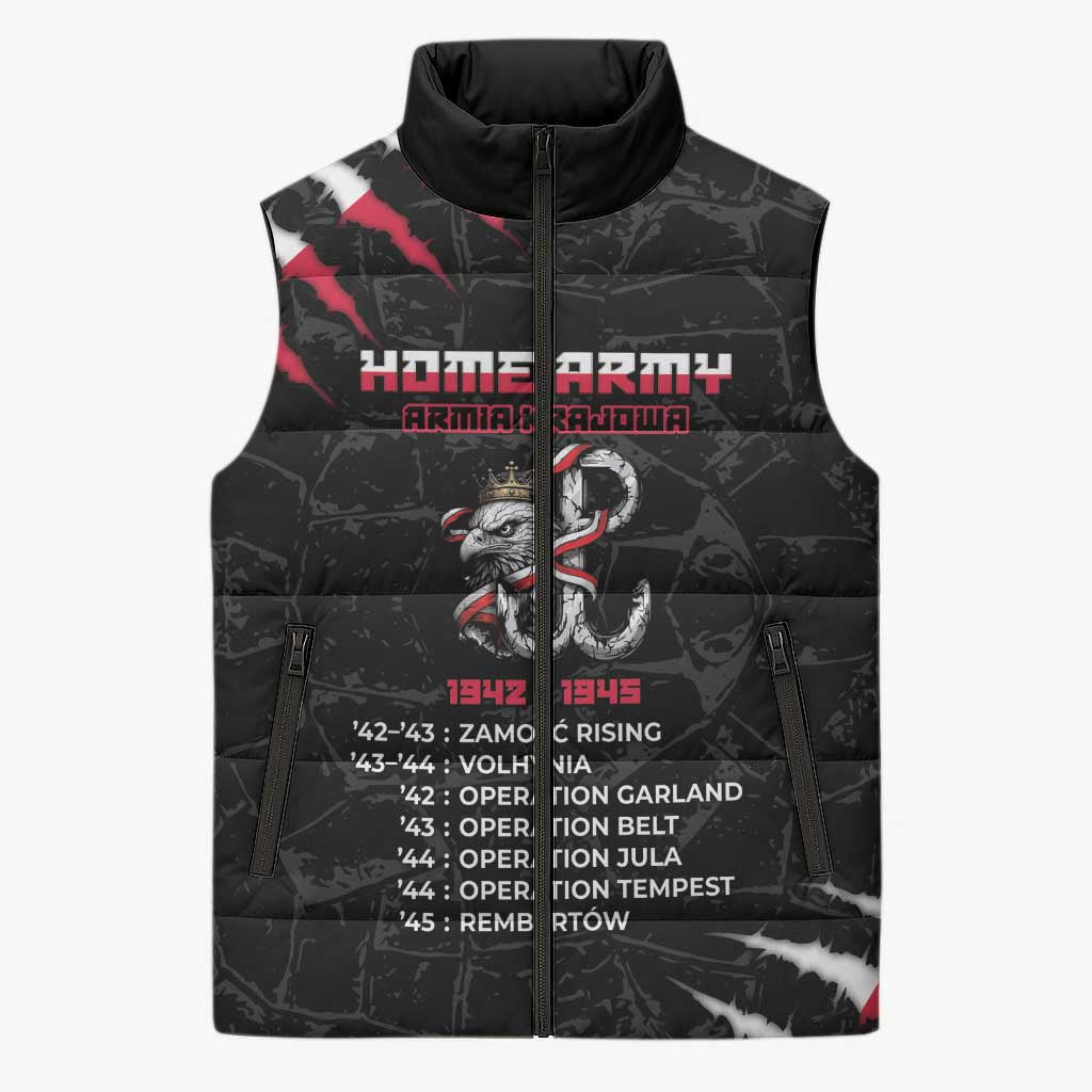 Personalized Poland Home Army Sleeveless Puffer Jacket Armia Krajowa 1942 To 1945
