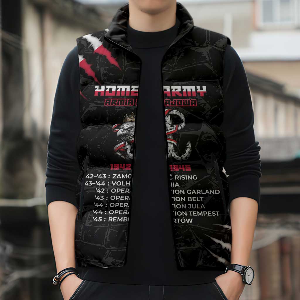 Personalized Poland Home Army Sleeveless Puffer Jacket Armia Krajowa 1942 To 1945
