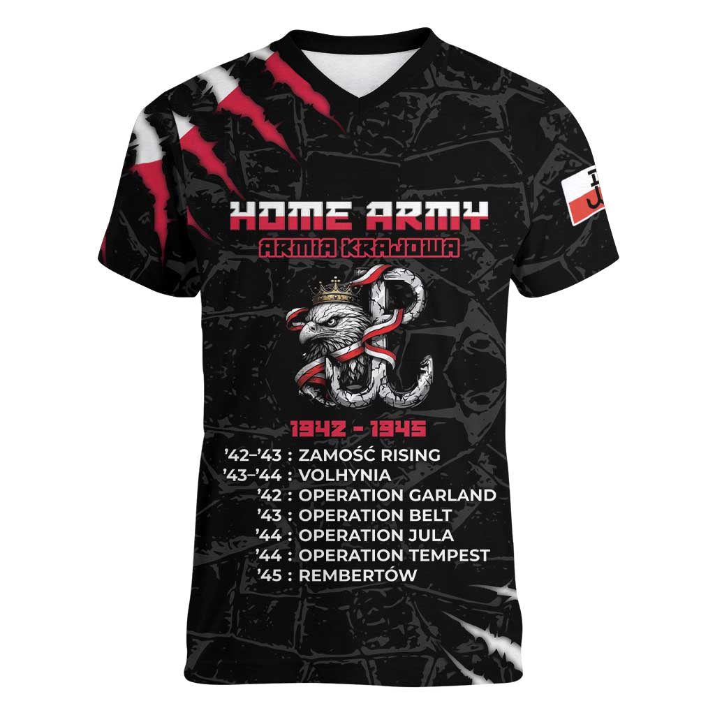 Personalized Poland Home Army Women V-Neck T-Shirt Armia Krajowa 1942 To 1945