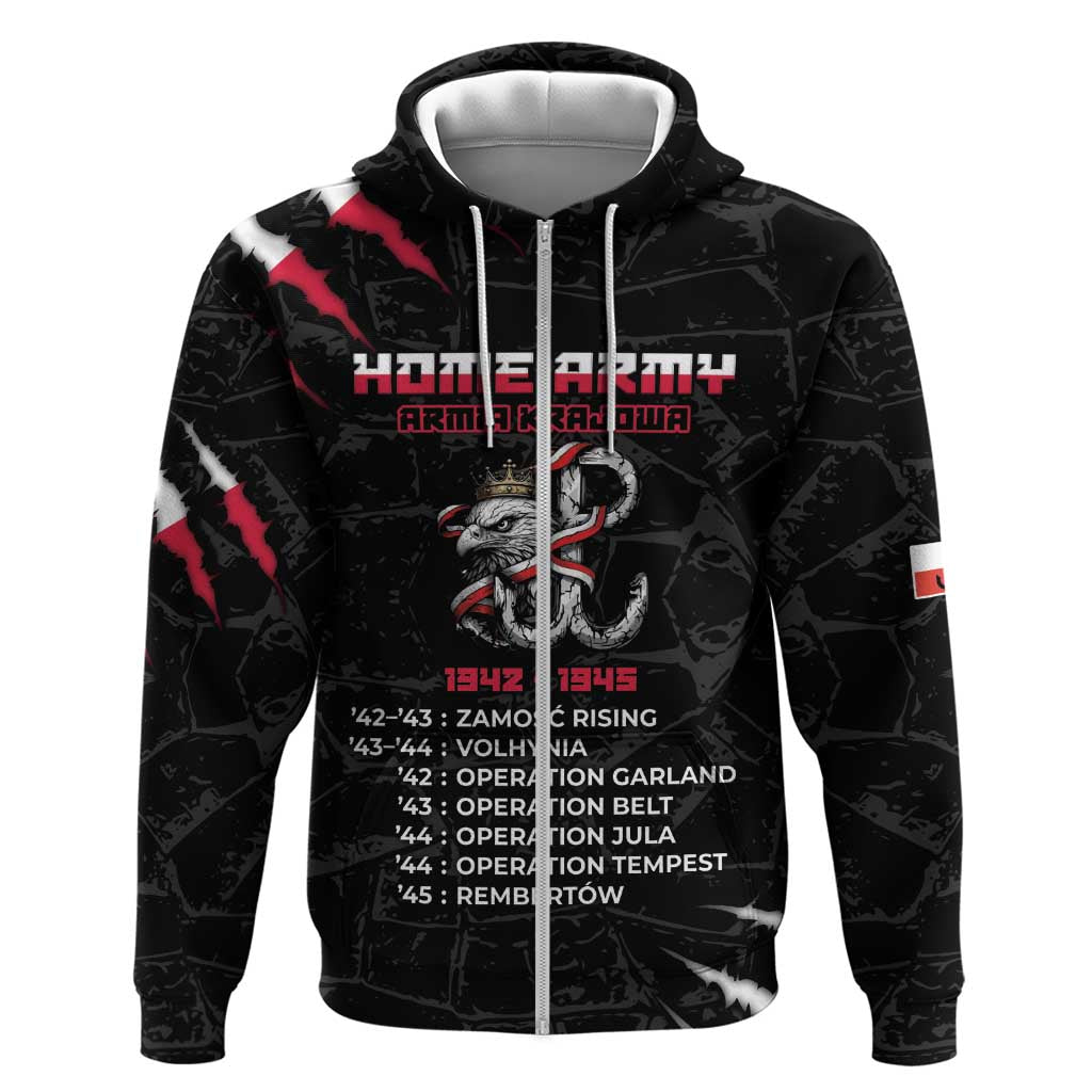 Personalized Poland Home Army Zip Hoodie Armia Krajowa 1942 To 1945