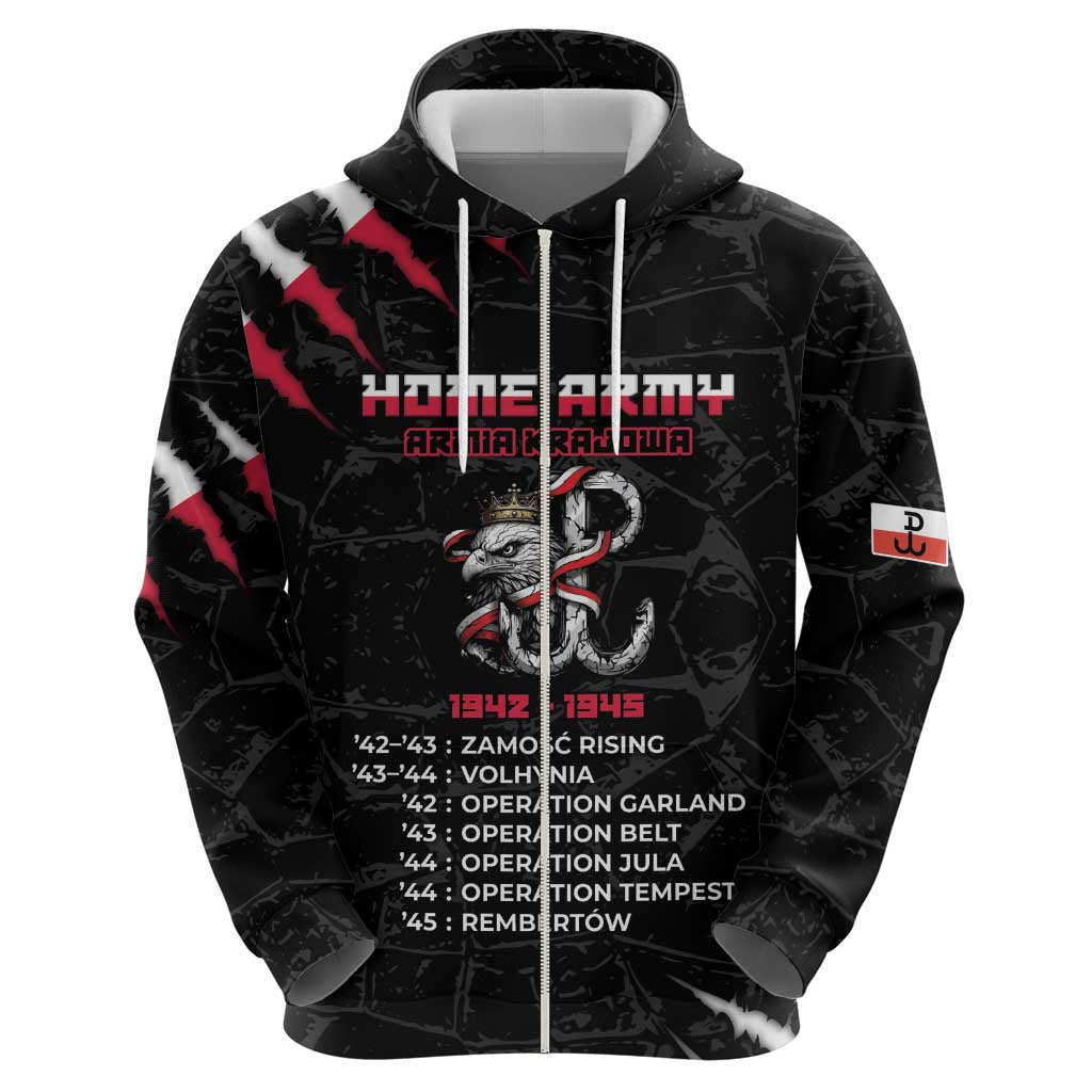 Personalized Poland Home Army Zip Hoodie Armia Krajowa 1942 To 1945