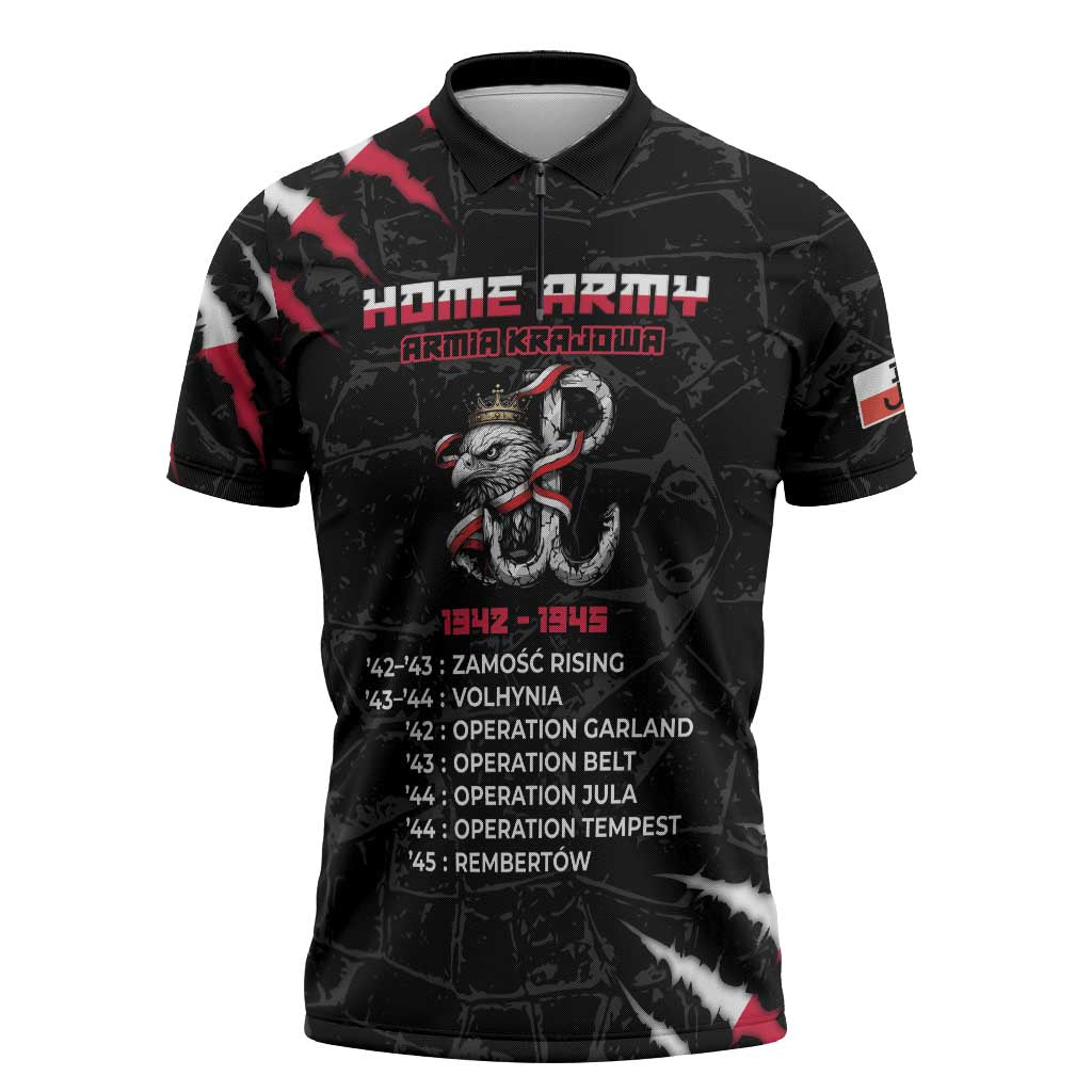 Personalized Poland Home Army Zipper Polo Shirt Armia Krajowa 1942 To 1945