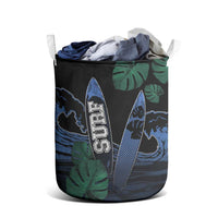 Surfing Laundry Basket Retro Waves Dot Halftone