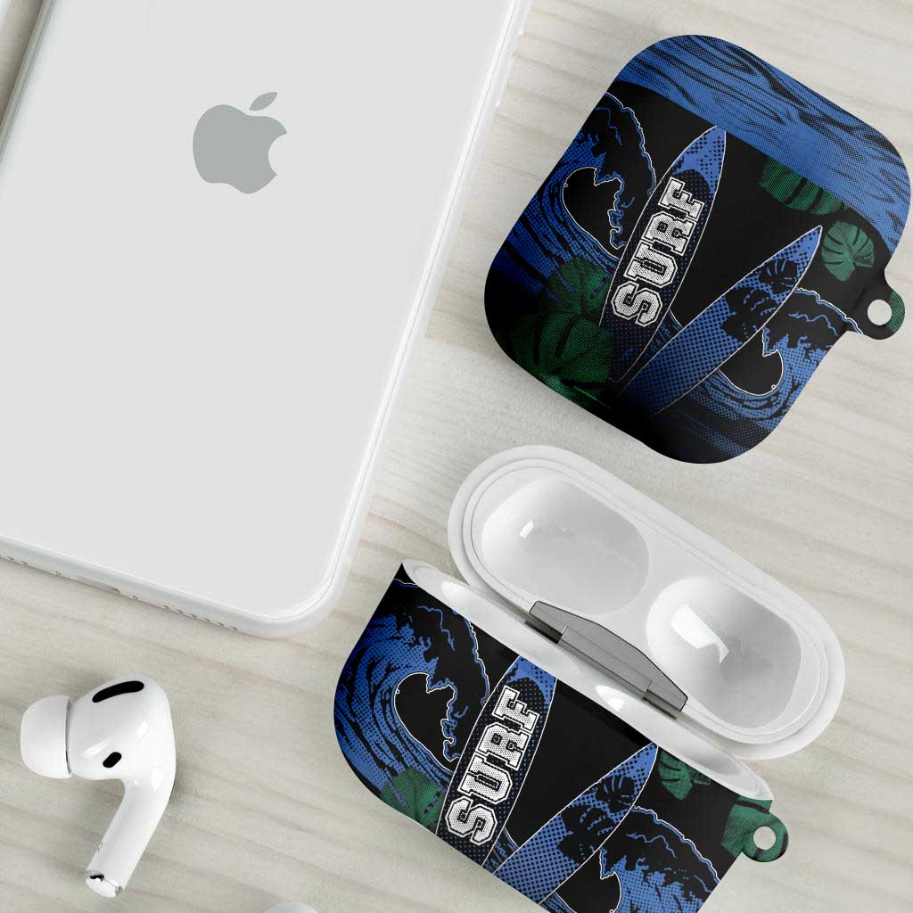 Surfing AirPods Case Retro Waves Dot Halftone