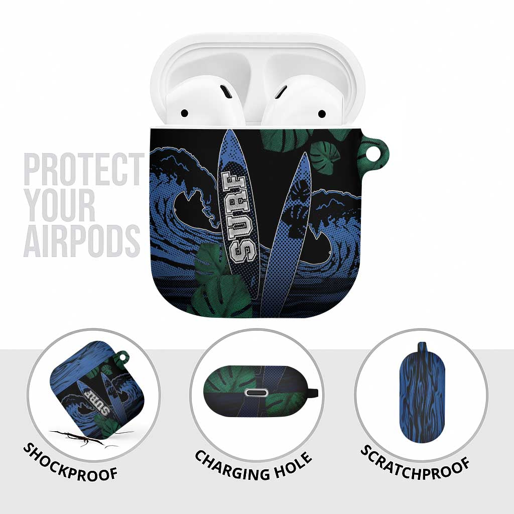 Surfing AirPods Case Retro Waves Dot Halftone