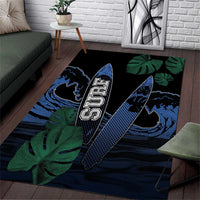 Surfing Area Rug Retro Waves Dot Halftone