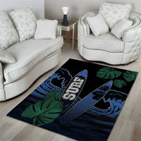 Surfing Area Rug Retro Waves Dot Halftone